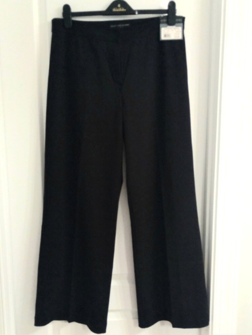 Geoffrey Beene Jet Black Stretch Wide Leg Trousers Pants